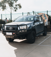 Hilux N80 2016-2020 707-02 Falcon Bull Bar Black A-Frame Package (LED Foglight) - SKU MCC-01017-702FOGUP