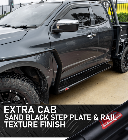 Ranger/BT50 2011-2021 039SBSR Extra Cab Side Step and Rail Package (Sand Black) (50mm Bull Bar)