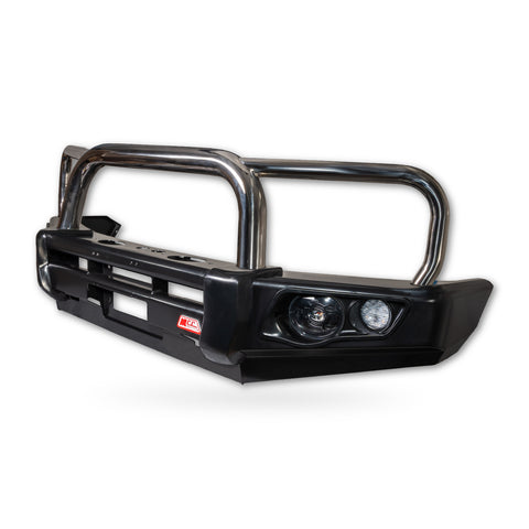 Pajero Sport QE 2015-2020 Falcon Bull Bar Triple Stainless Loops Package - LED Foglight - SKU MCC-02010