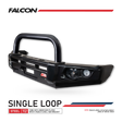 All-New Amarok 2023-On - 707-01 Falcon Bull Bar Single Black Loop Package (LED Foglight) - SKU MCC-04002-701SBLFOG