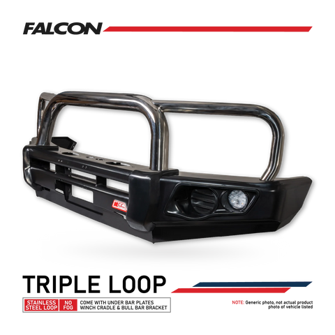 Hilux 2026-On - 9th Gen Falcon Bull Bar Triple Stainless Loops Package - No Foglight