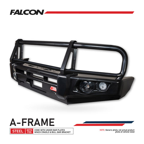 Great Wall Tank 300 2024-On - 707-02 Falcon Bull Bar Black A-Frame Package (LED Foglight) (Sand Black)