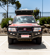Pajero NM NP 1999-2006 707-02 Falcon Bull Bar Black A-Frame Package (LED Foglight) - SKU MCC-02005-702FOGUP