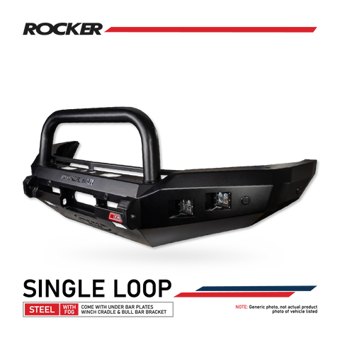 Hilux N80 2020-On Rocker Bull Bar Single Sand Black Loop Package - SKU MCC-01021-7801SQSBL