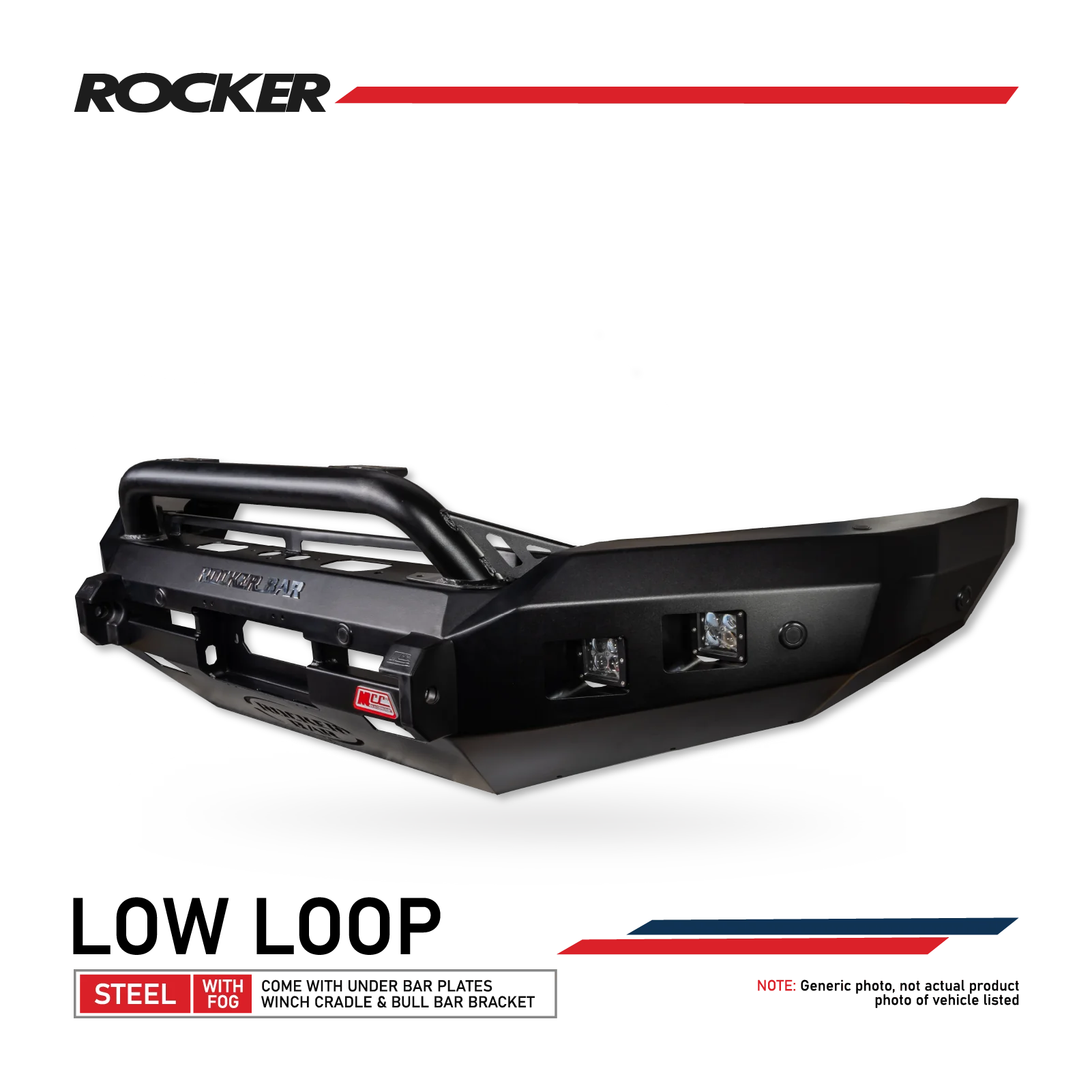 Navara D22 1997-2015 078-01SQL Rocker Bull Bar Single Low Loop Package - SKU MCC-03008-7801SQL