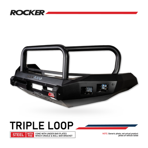 All-New Amarok 2023-On - 078-02SQ Rocker Bull Bar Triple Loops Package - SKU MCC-04002-7802SQ