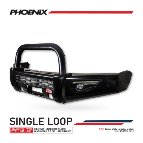 Hilux N80 2020-On Phoenix Bull Bar Single Black Loop Package - SKU MCC-01021