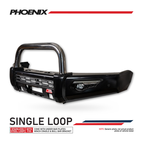 BT50 UP UR 2012-2020 808-01 Phoenix Bull Bar Single Stainless Loop Package - SKU MCC-06002-801SSL