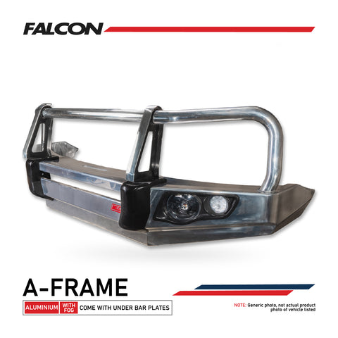 Land Cruiser 60 series 1980-1990 707-02A Alloy Falcon Bull Bar A-Frame Package (LED Foglight) - SKU MCC-01013-702A
