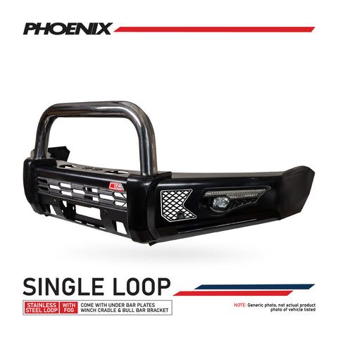 Land Cruiser 300 Series 2022-On - 808-01 Phoenix Bull Bar Single Stainless Loop Package - SKU MCC-01023-801SSL