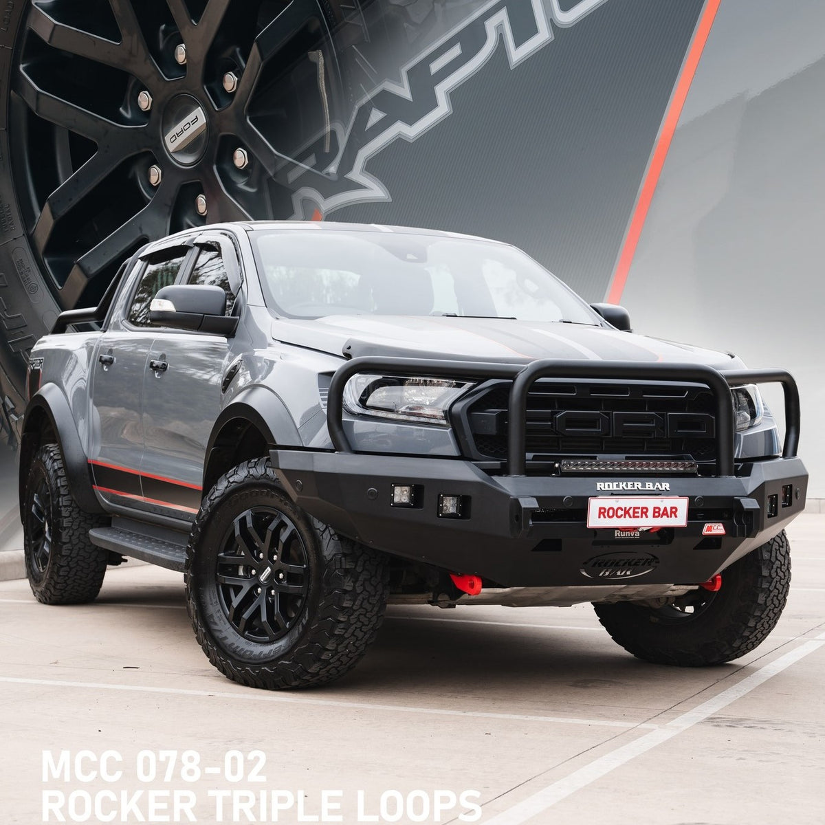 Ranger Raptor 2018-2021 078-02SQ Rocker Bull Bar Triple Loops Package ...