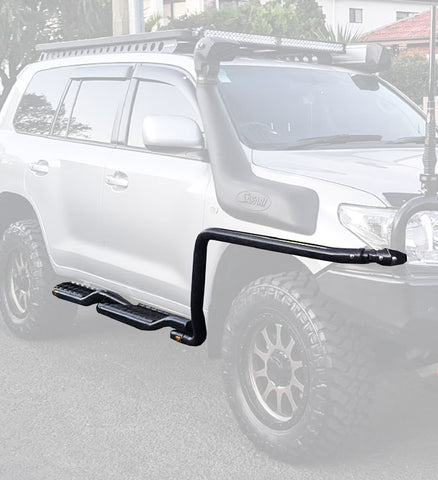 Triton MV 2024-On 039TWBSR Twisted Side Step and Rail Package (Chrome Step Plate) (50mm Bull Bar)