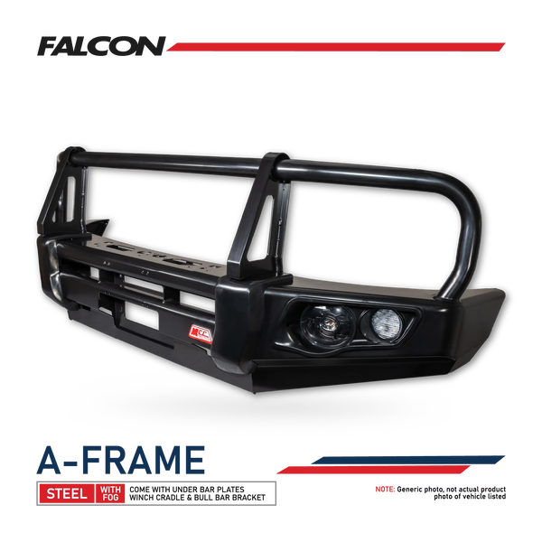 Hilux GGN25R 2005-2011 707-02 Falcon Bull Bar Black A-Frame Package (LED Foglight) - SKU MCC-01002-702FOGUP