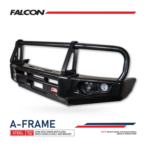MUX Gen 3 2020-2025 Falcon Bull Bar Black A-Frame Package (LED Foglight) - SKU MCC-08008-702FOGUP