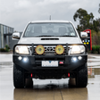 Hilux KUN26R 2012-2015 707-02 Falcon Bull Bar Black A-Frame Package (LED Foglight) - SKU MCC-01015-702FOGUP