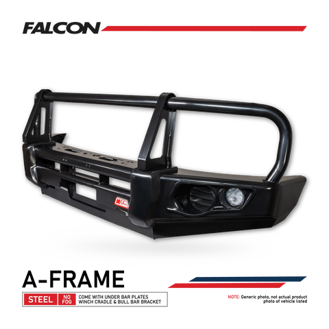 Hilux 2016-2020 707-02 Falcon Bull Bar Black A-Frame Package (No Foglight) - SKU MCC-01017-702UP