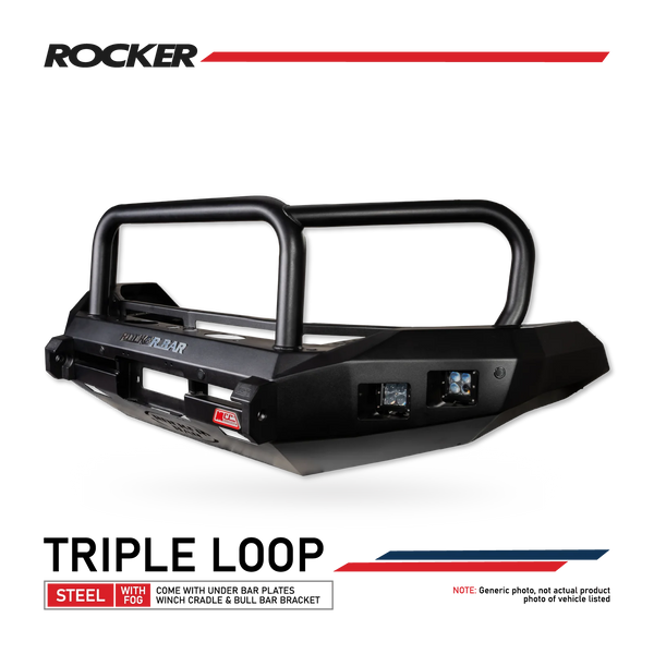 Navara D40 2011-2015  078-02SQ Rocker Bull Bar Triple Loops Package - SKU MCC-03007-7802SQ