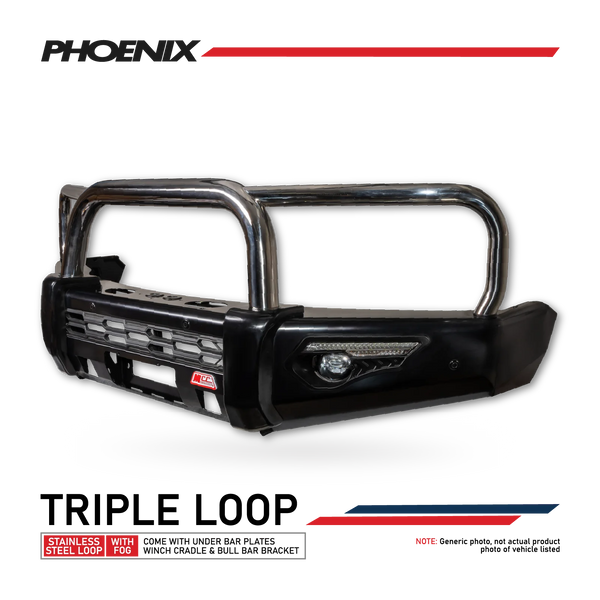 Triton MQ 2015-2019 808-01 Phoenix Bull Bar Triple Stainless Loops Package - SKU MCC-02008-801
