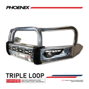 Land Cruiser 200 series prefacelift 2007-2015 Alloy Phoenix Bull Bar Triple Loops Package - SKU MCC-01008