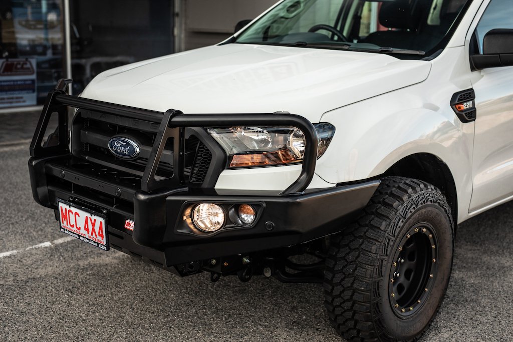 Ranger/Everest Non Tech MK 2 Mk 3 2016-2021 707-02 Falcon Bull Bar Black A-Frame Package (LED Foglight) - SKU MCC-05006-702FOGUP