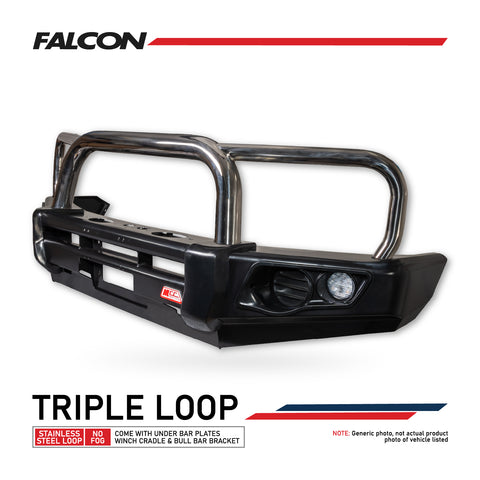 Triton MV 2024-On 707-01 Falcon Bull Bar Triple Stainless Loops Package (No Foglight)