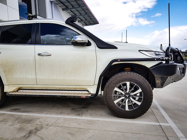 Pajero Sport QE QF 2015-2020 039BSR Side Step and Rail Package (Chrome Step Plate) (50mm Bull Bar) - SKU MCC-02010-039BSR