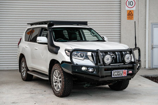 Prado 150 facelift 2017-Current (With Fog) 707-02 Falcon Bull Bar Black A-Frame Package (LED Foglight) - SKU MCC-01020-702FOGUP
