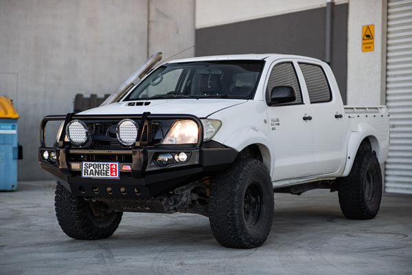 Hilux GGN25R 2005-2011 707-02 Falcon Bull Bar Black A-Frame Package (LED Foglight) - SKU MCC-01002-702FOGUP
