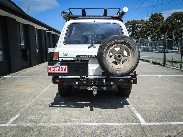 Land Cruiser 80 series 1990-1998  (GX or Non Flare) 022-02 Rear Wheel Carrier Single Jerry Can Holder Package - SKU MCC-01006-202LPK2