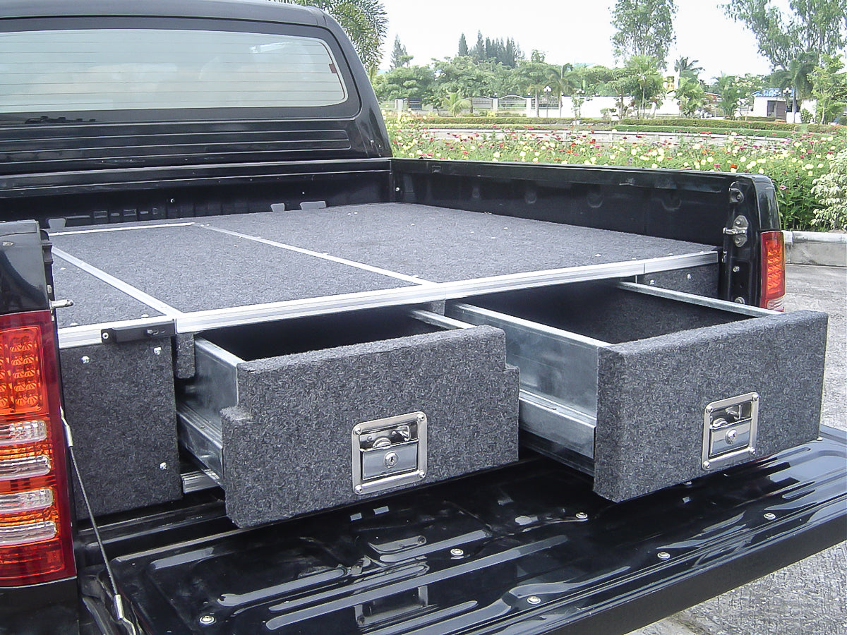 Dual Draw System Hilux GGN25R 2005-2011 4401 Galvanised Steel Carpet Dual Drawer System ...
