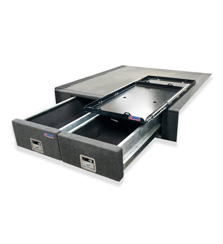 All New Everest 2022-On - 4402 Galvanised Steel Carpet Dual Drawer System with Medium Fridge Slide Package - SKU MCC-05012-4402M