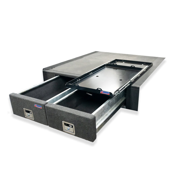 Fortuner 2015-Current 4402 Galvanised Steel Carpet Dual Drawer System with Medium Fridge Slide Package - SKU MCC-01022-4402M