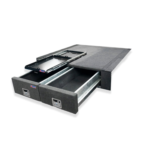 Colorado RG 2012-2021 4402 Galvanised Steel Carpet Dual Drawer System with Small Fridge Slide Package - SKU MCC-07004-4402SCOL7