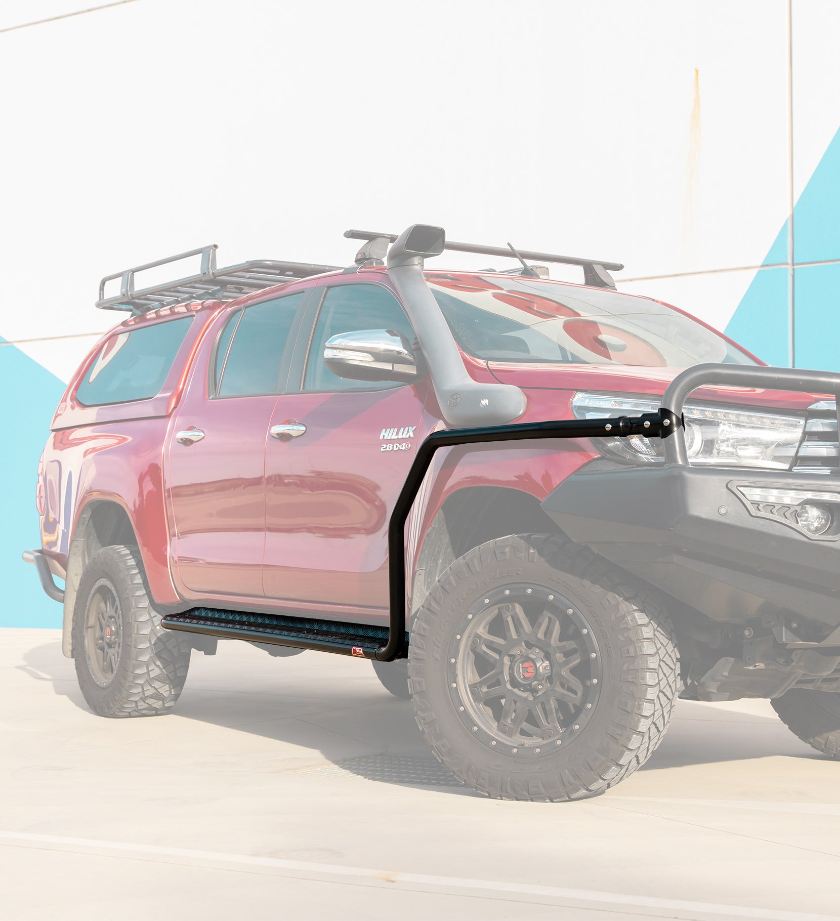 Hilux GGN25R 2005-2015  039BSR All Black Side Step and Rail Package (50mm Bull Bar) - SKU MCC-01002-039ABSR